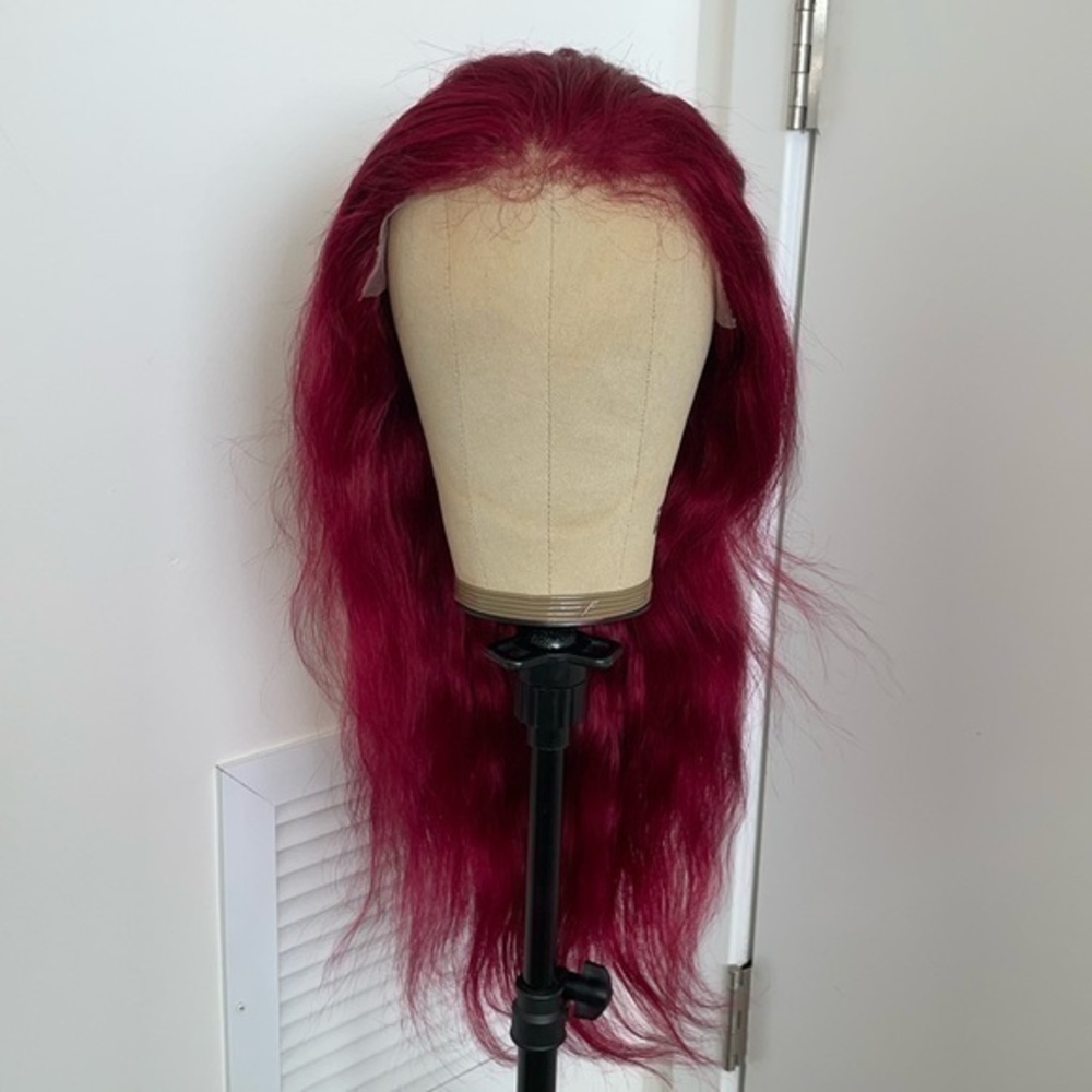 Pre Plucked 99J Body Wave Brazilian Human Hair Lace Front Wig With Baby Hair